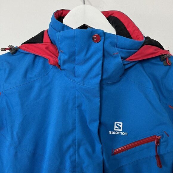 Salomon Blue AdvancedSkin Dry 10K Hooded Snowboard Jacket - Picture 4 of 9